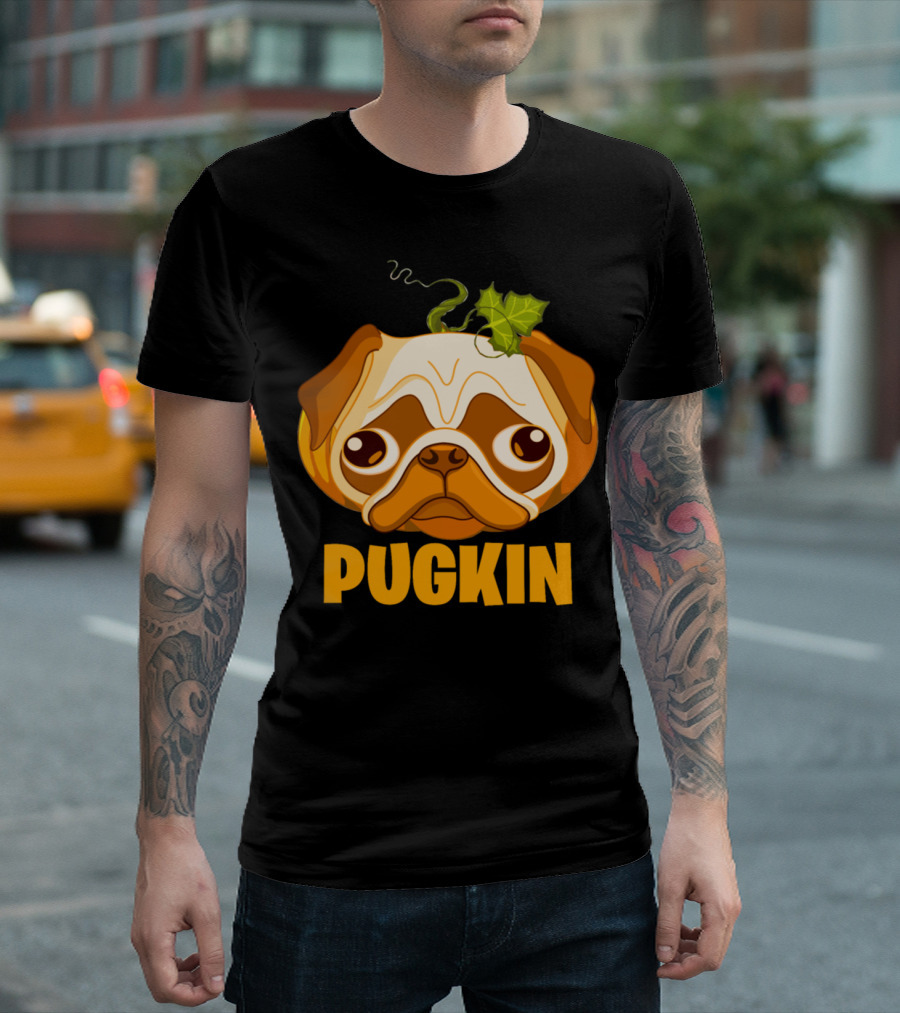 Pugkin Pumpkin Halloween Funny Hilarious Pug T-Shirt