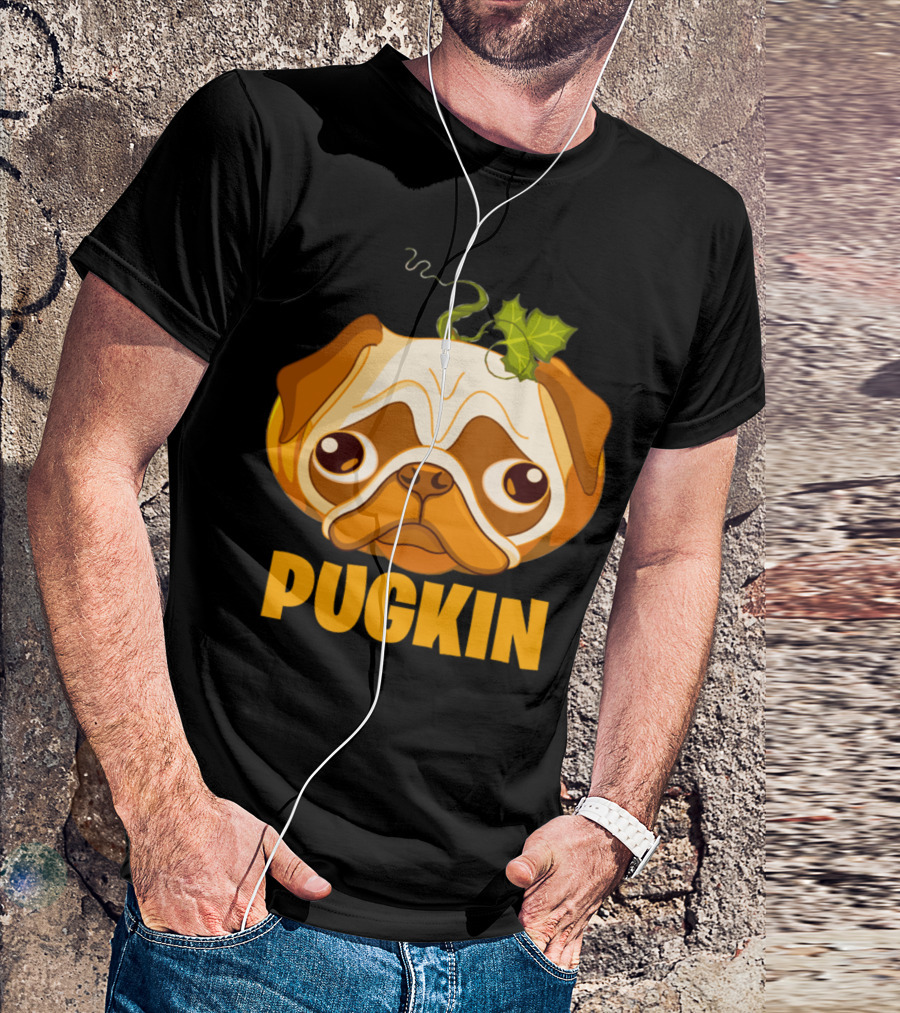 Pugkin Pumpkin Halloween Funny Hilarious Pug T-Shirt