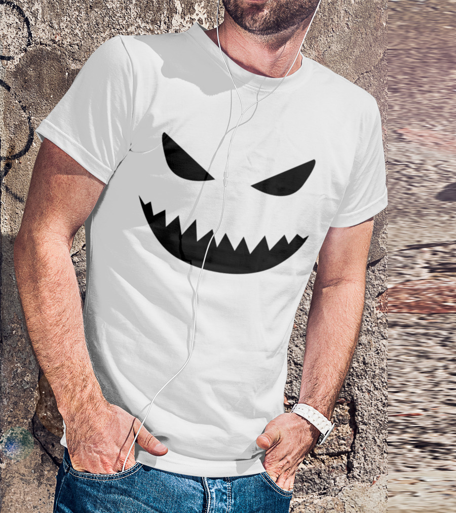 Pumpkin Face Funny Halloween Design Spooky Grin T-Shirt