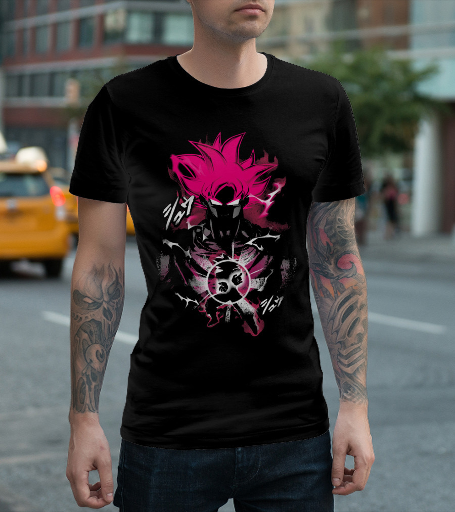 Attack of the Saiyan Pink Hair Power Energy Aura T-Shirt