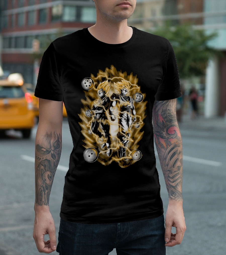 Dragon Ball Z Super Saiyan Goku X Vegeta SSJ2 With Dragon Balls T-Shirt