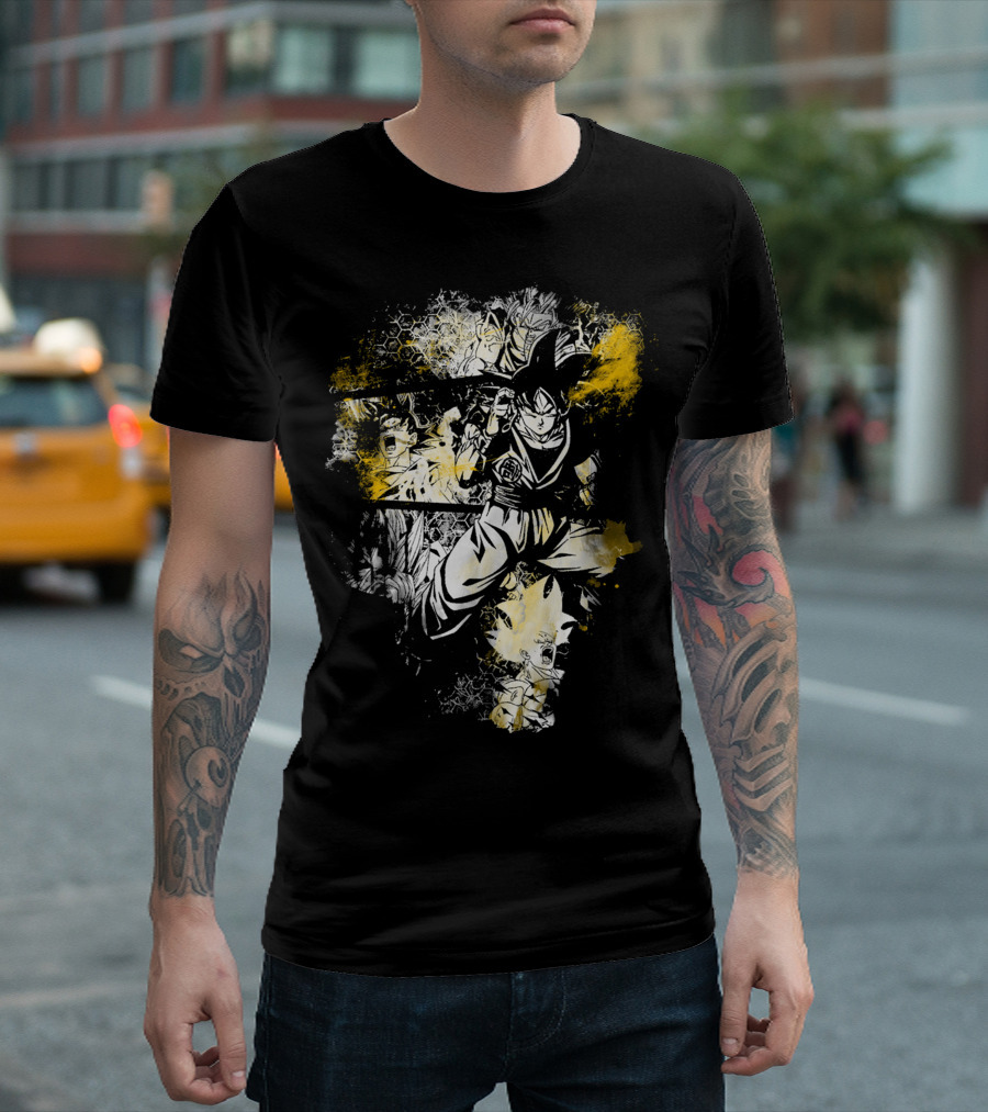 Grunge Instinct Goku Super Saiyan Yellow and Black Elements T-Shirt