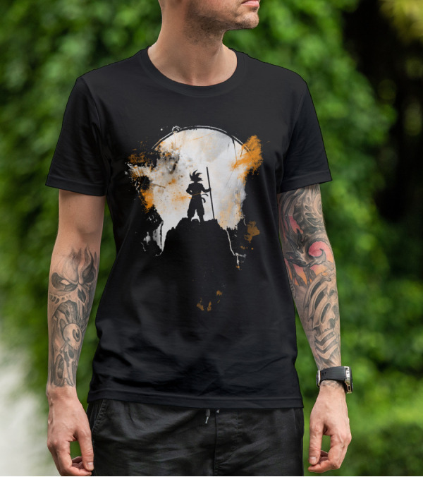 Grunge Moon Hero Dragon Warrior Silhouette Lunar Burst T-Shirt