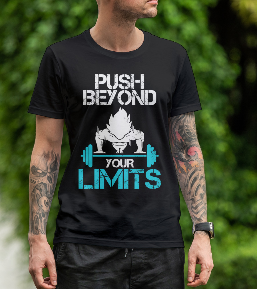 Push Beyond Your Limits Super Saiyan Goku Bench Press Power T-Shirt