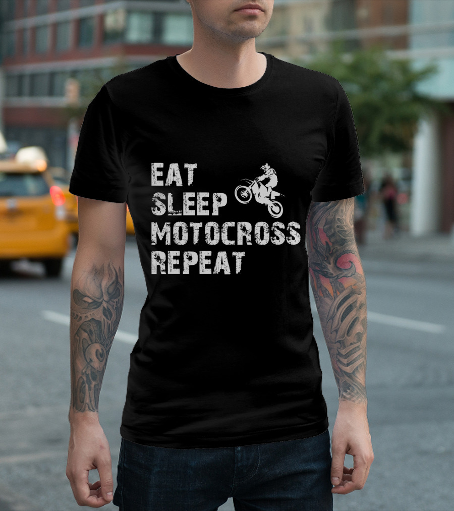 EAT SLEEP MOTOCROSS REPEAT Motocross Rider Action T-Shirt