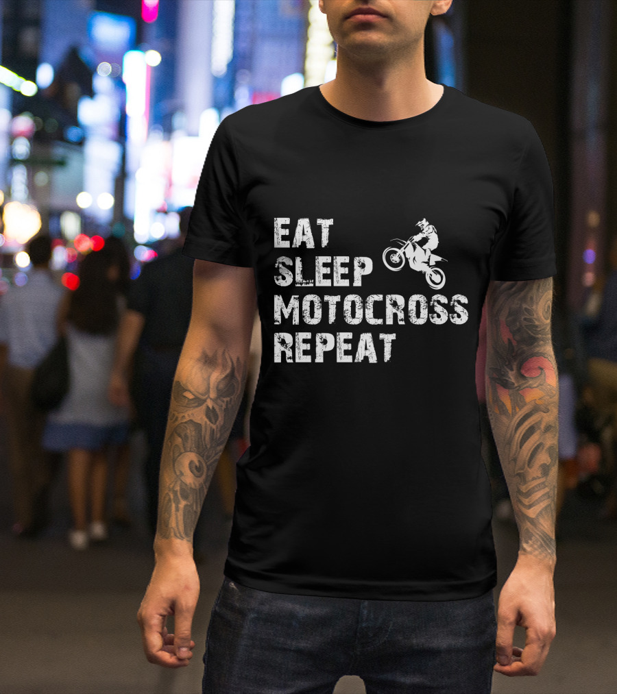 EAT SLEEP MOTOCROSS REPEAT Motocross Rider Action T-Shirt