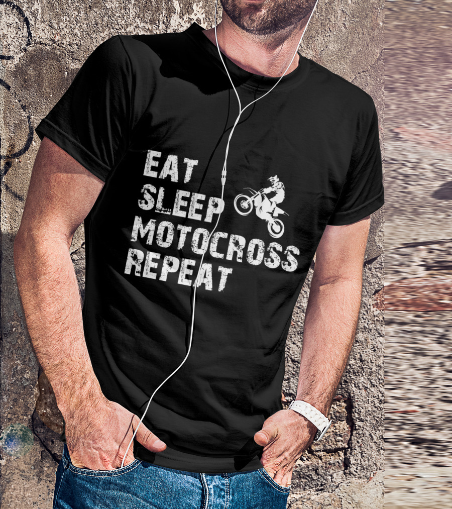 EAT SLEEP MOTOCROSS REPEAT Motocross Rider Action T-Shirt