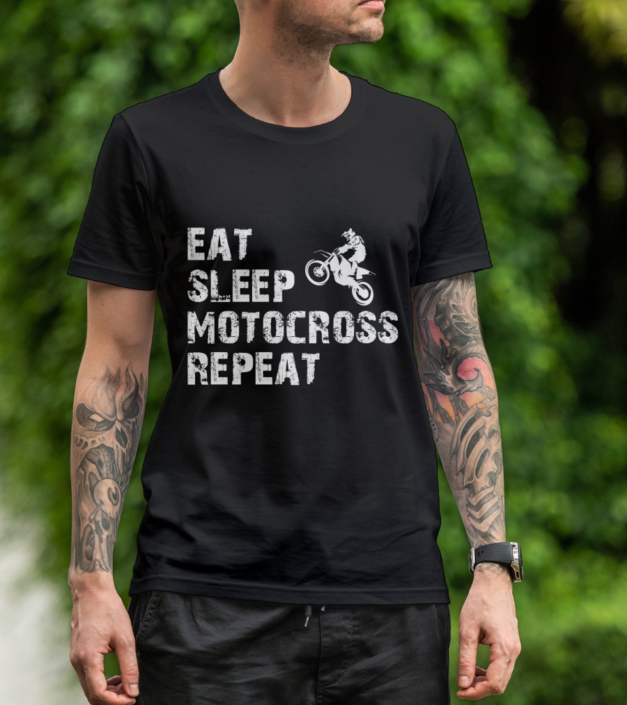 EAT SLEEP MOTOCROSS REPEAT Motocross Rider Action T-Shirt