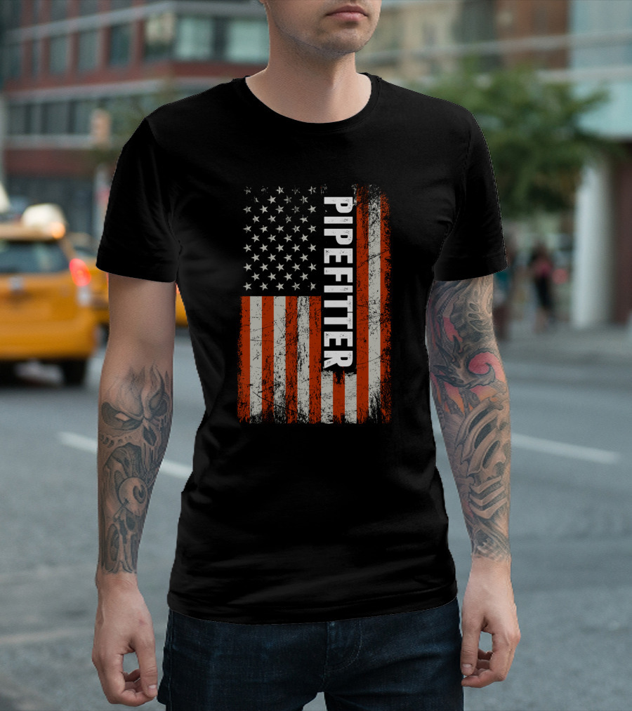 American Flag Pipefitter Patriotic T-Shirt
