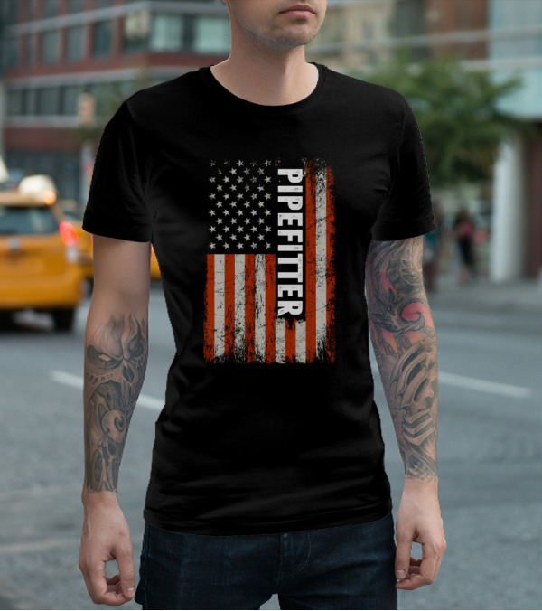 American Flag Pipefitter Patriotic T-Shirt