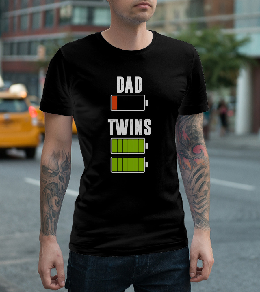 DAD TWINS LOW HIGH BATTERY CHARGED T-Shirt