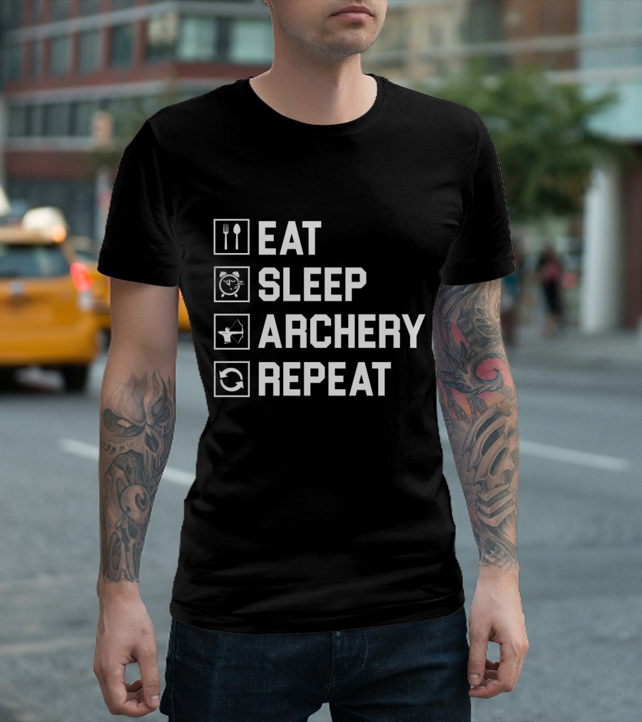 EAT SLEEP ARCHERY REPEAT ICONIC ROUTINE SYMBOLS T-Shirt