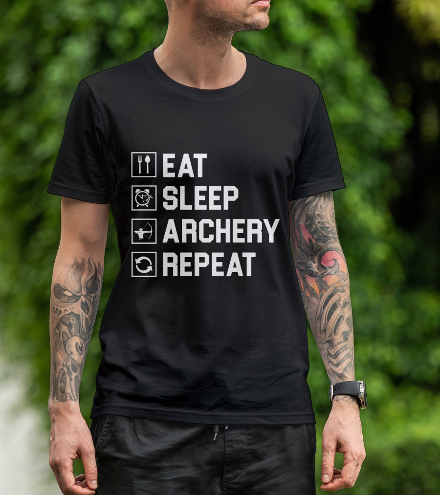 EAT SLEEP ARCHERY REPEAT ICONIC ROUTINE SYMBOLS T-Shirt