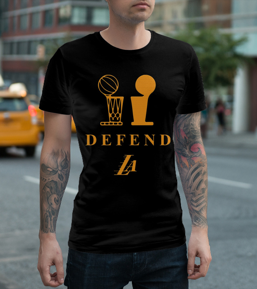 Lebron Lakers LA Defend Trophy Basketball T-Shirt