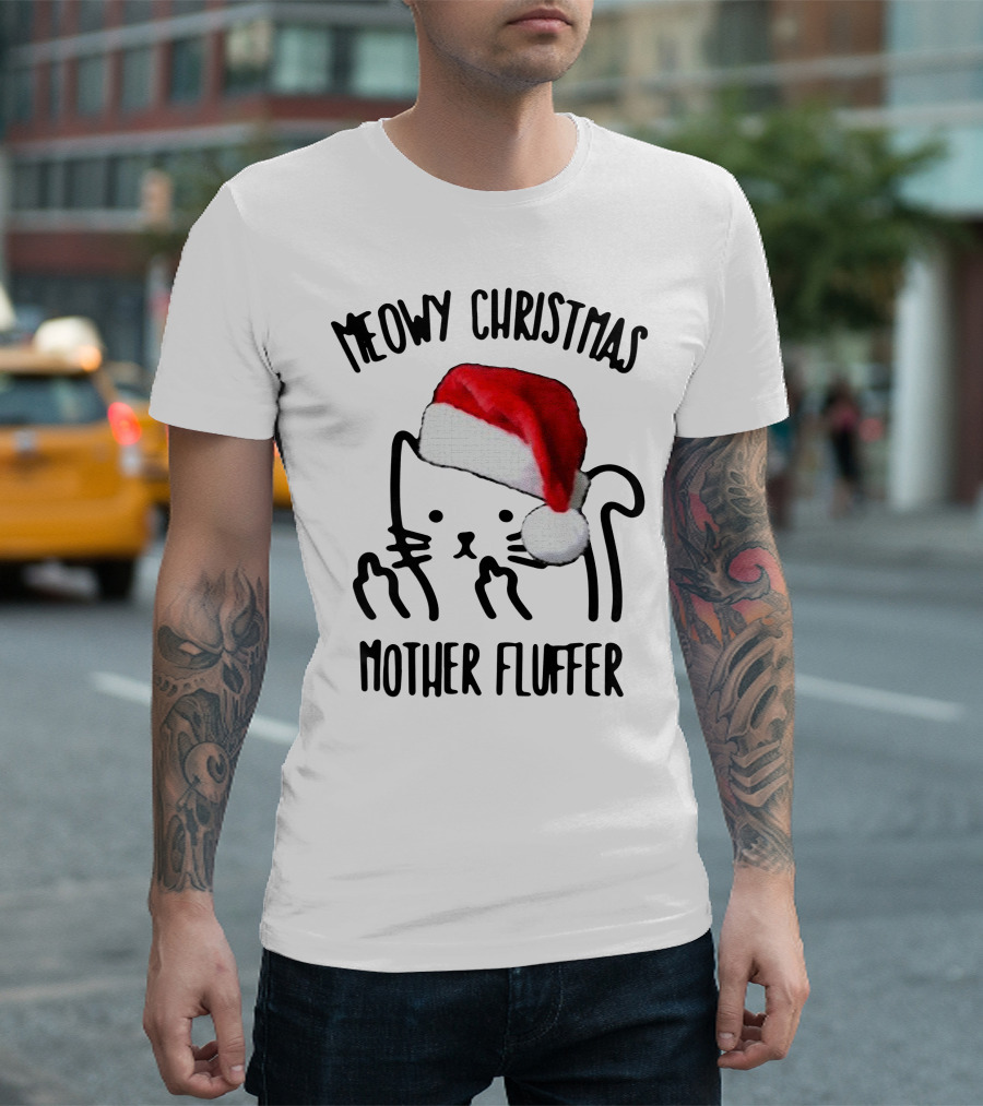 Meowy Christmas Santa Cat Mother Fluffer T-Shirt
