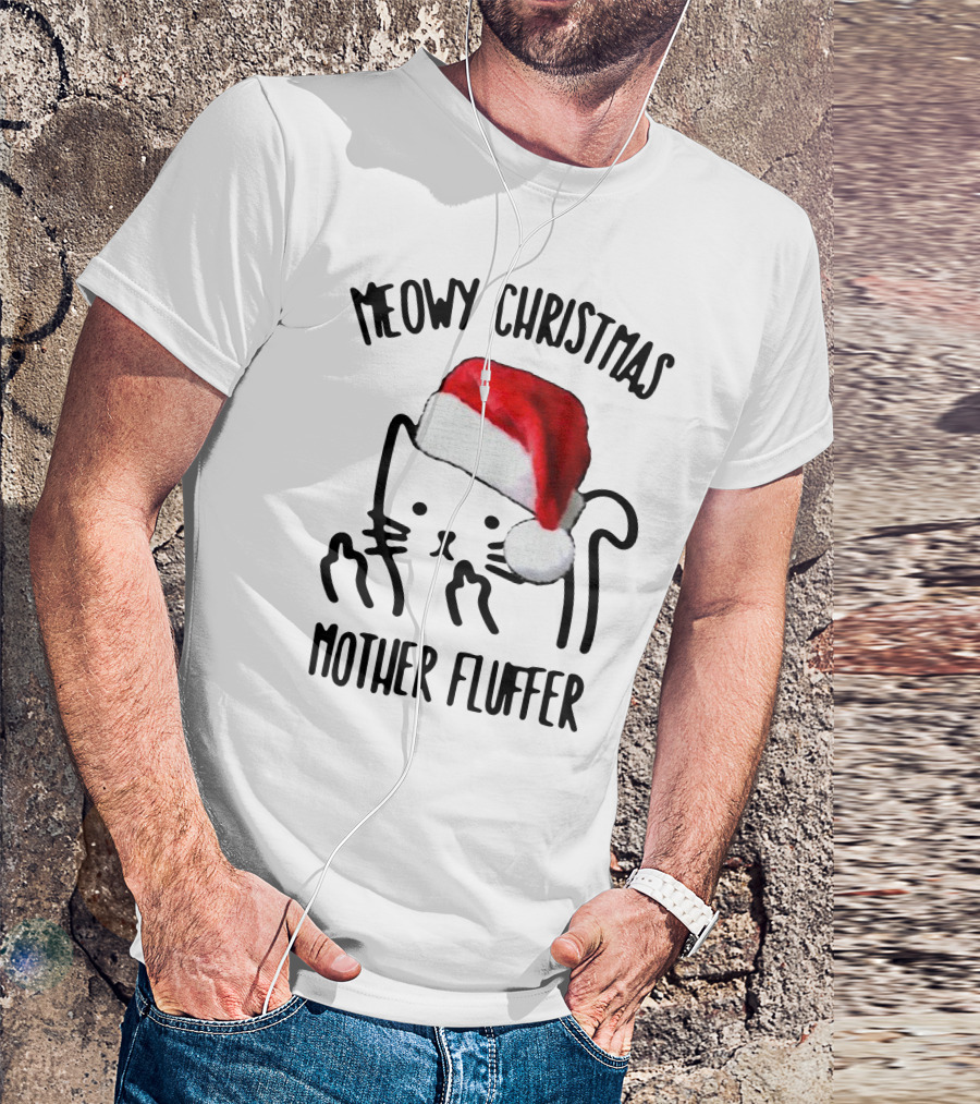 Meowy Christmas Santa Cat Mother Fluffer T-Shirt