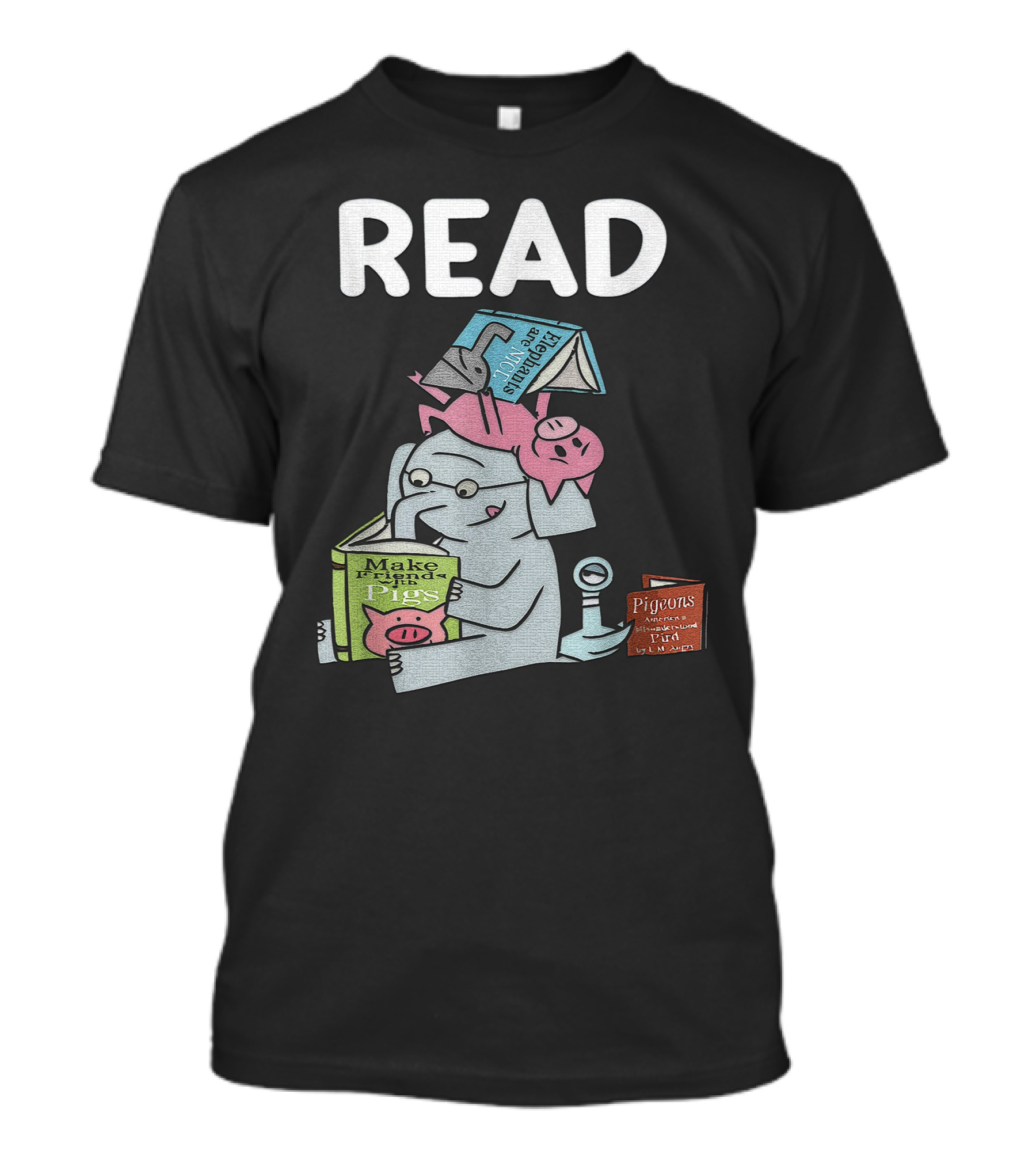 READ Make Friends Pigs Piggie Elephant Pigeons Trix Willems T-Shirt