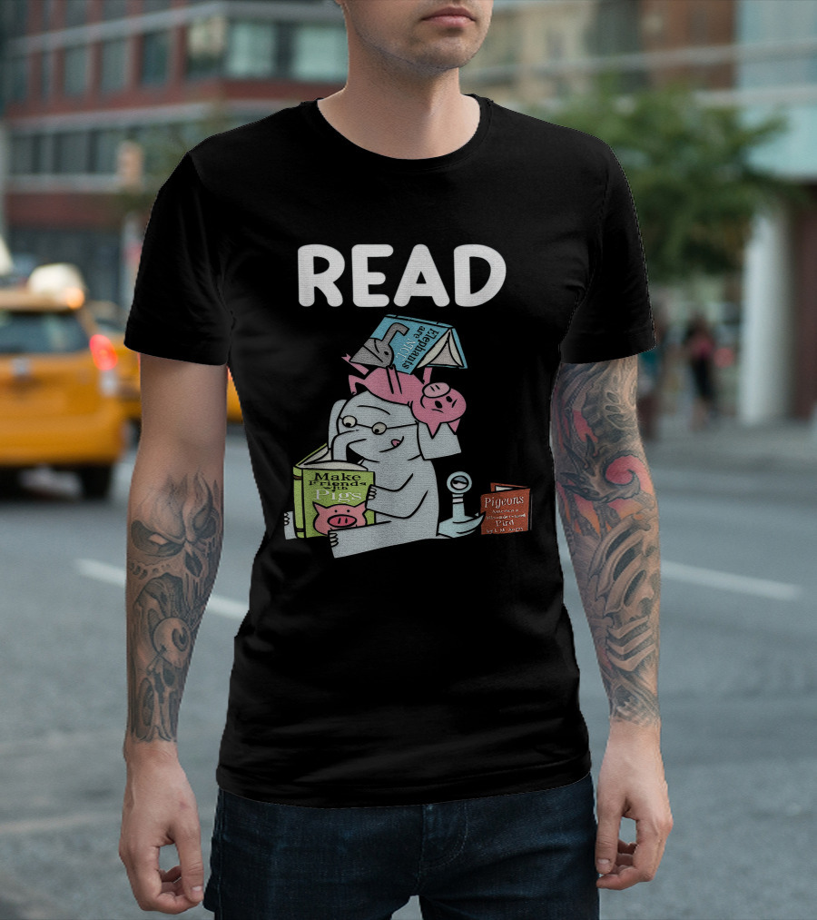 READ Make Friends Pigs Piggie Elephant Pigeons Trix Willems T-Shirt