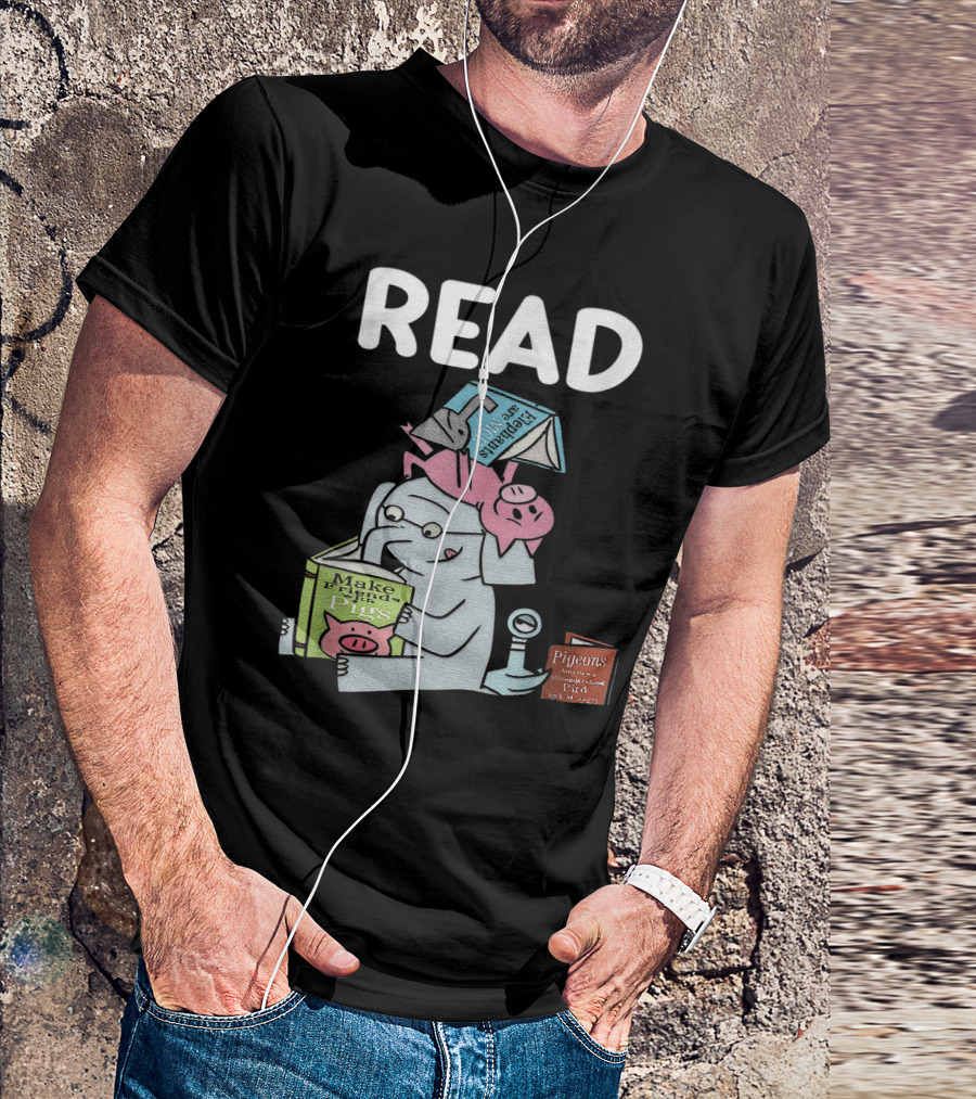 READ Make Friends Pigs Piggie Elephant Pigeons Trix Willems T-Shirt