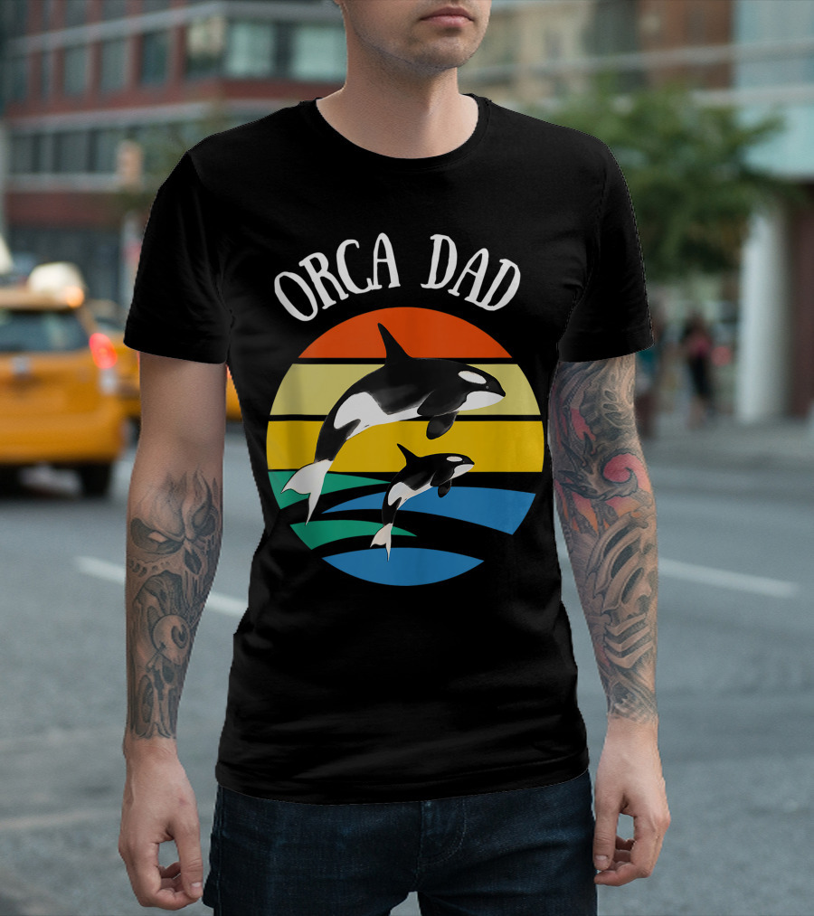 Orca Dad Vintage Sunset 80s T-Shirt