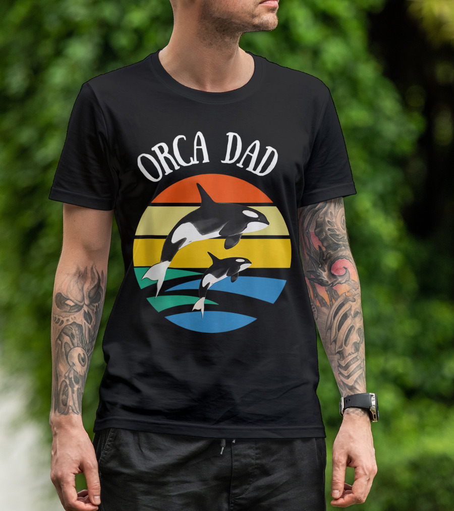 Orca Dad Vintage Sunset 80s T-Shirt