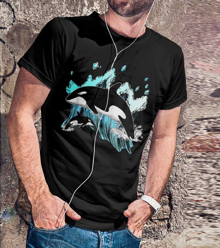 Killer Whale Ocean Lover Orca Splashing Waves Men's Gift Idea T-Shirt