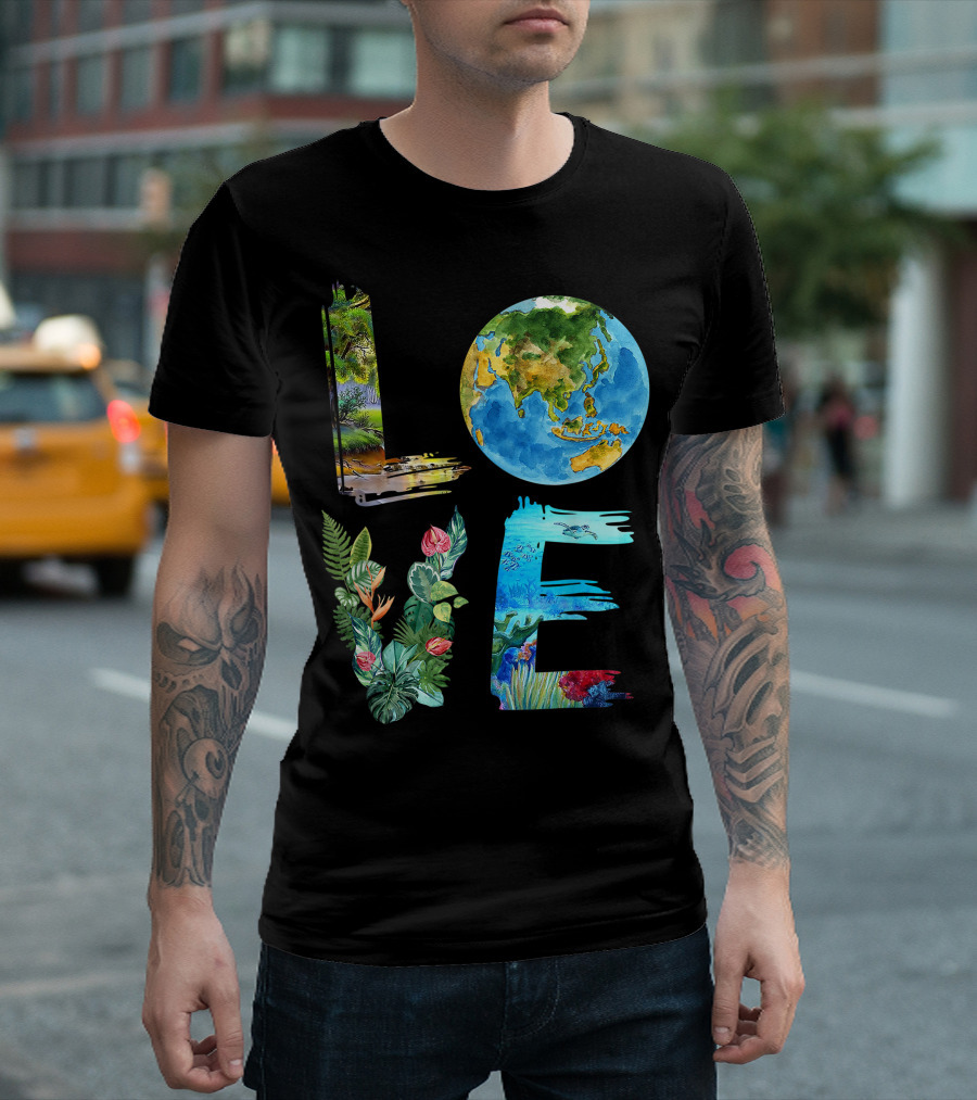 Love The Earth Kids Teacher Earth Day Everyday Environment Nature-Inspired Earth Elements T-Shirt