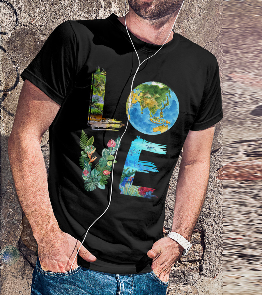 Love The Earth Kids Teacher Earth Day Everyday Environment Nature-Inspired Earth Elements T-Shirt