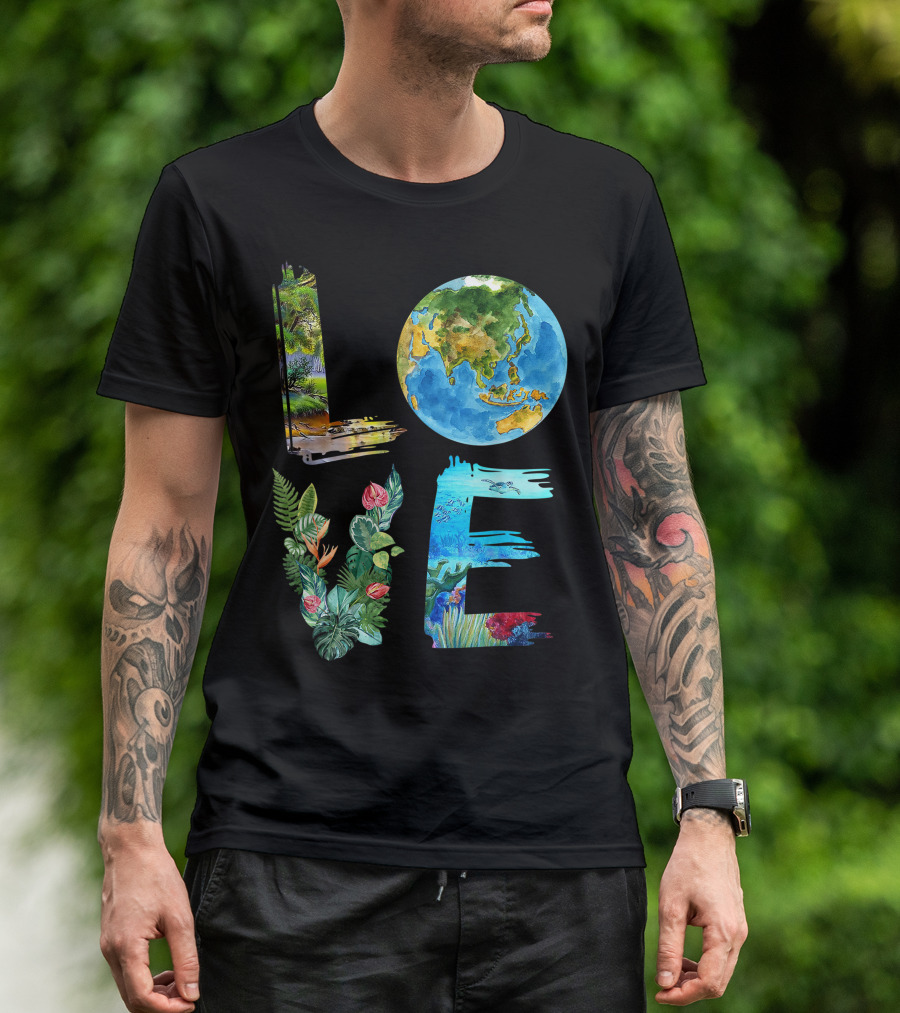 Love The Earth Kids Teacher Earth Day Everyday Environment Nature-Inspired Earth Elements T-Shirt