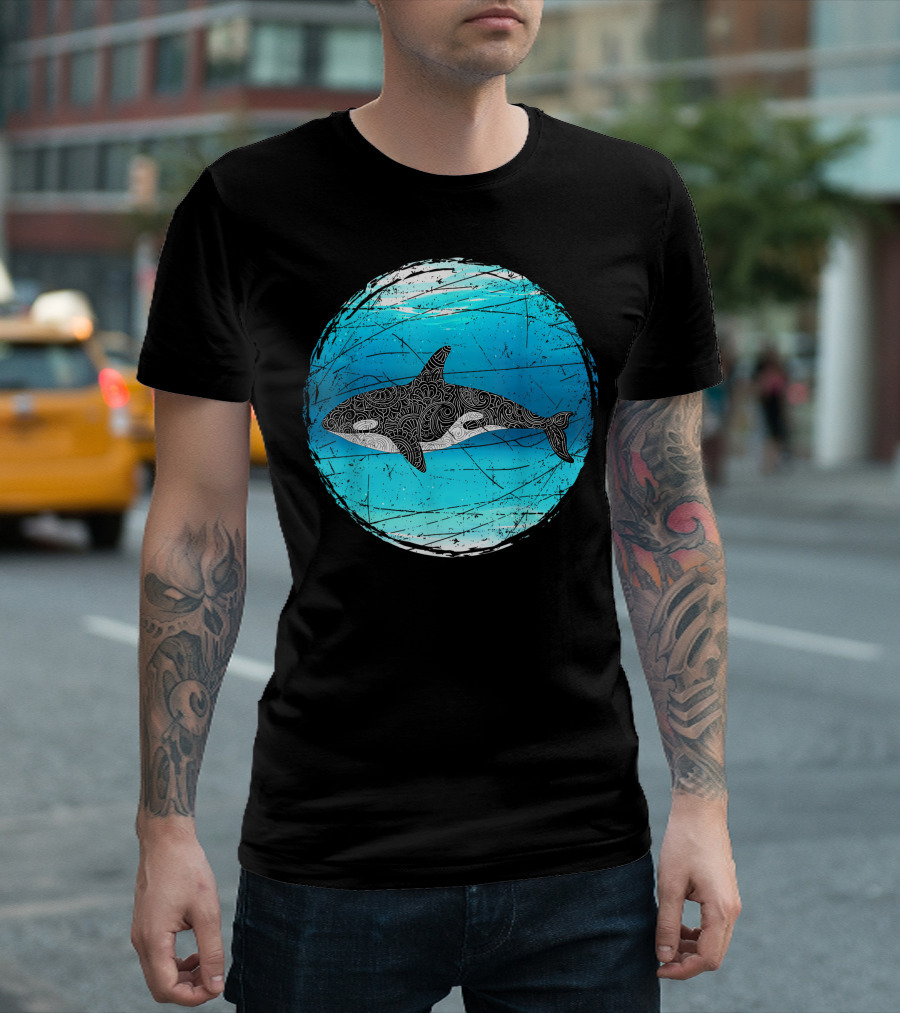 Ocean Killer Whale Mandala Splash T-Shirt