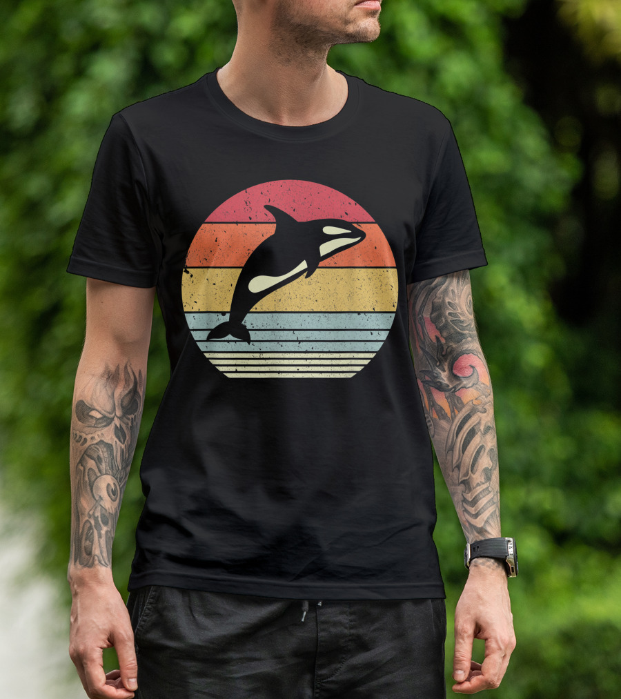 Orca Retro Sunset Style Ocean Stripes T-Shirt