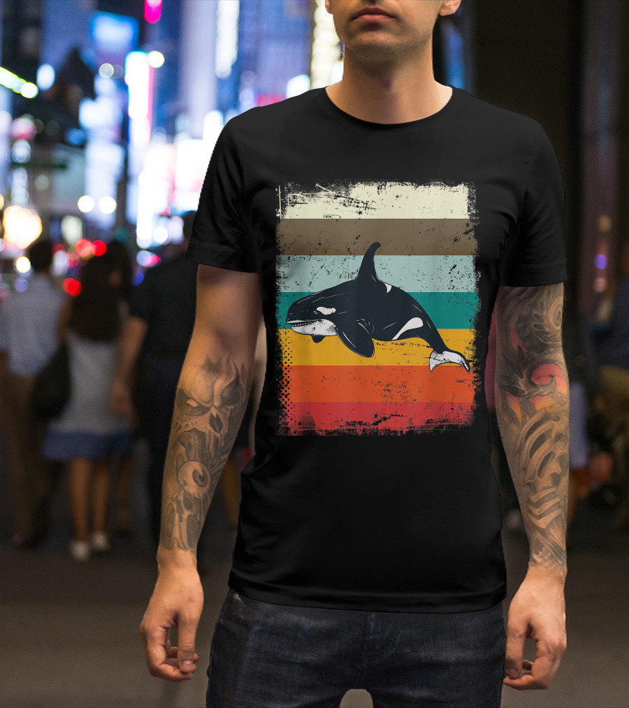 Retro Orca Vintage Stripes T-Shirt