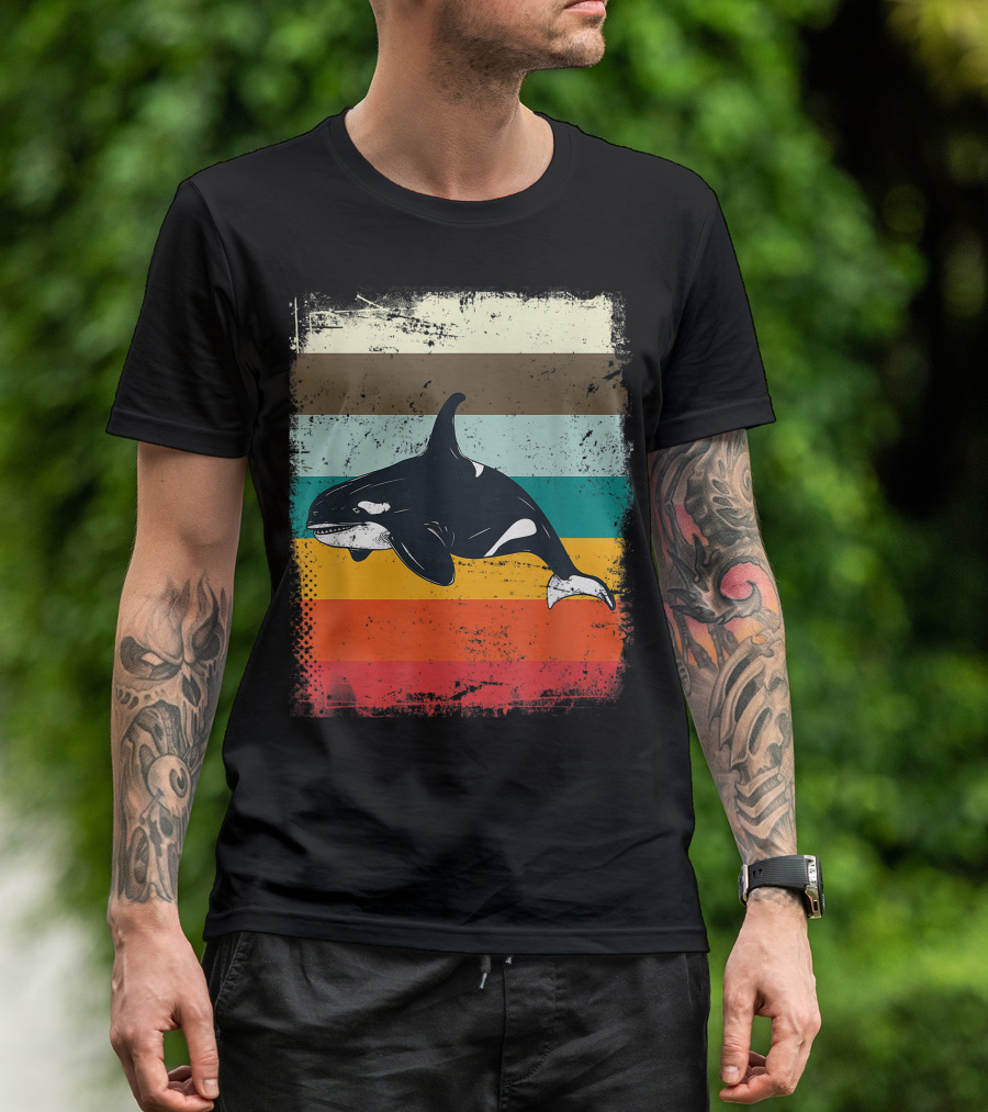 Retro Orca Vintage Stripes T-Shirt