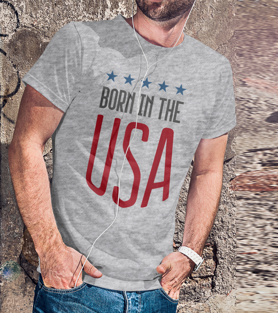 Born In The USA Patriotic Stars Banner T-Shirt