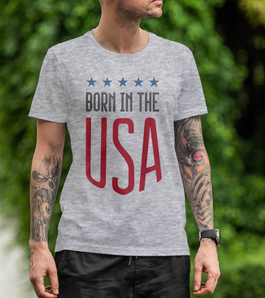 Born In The USA Patriotic Stars Banner T-Shirt