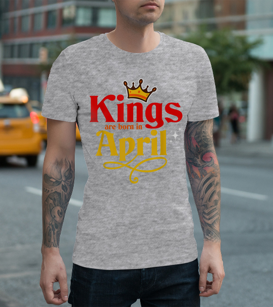 Kings Are Born in April Crown Sparkle T-Shirt