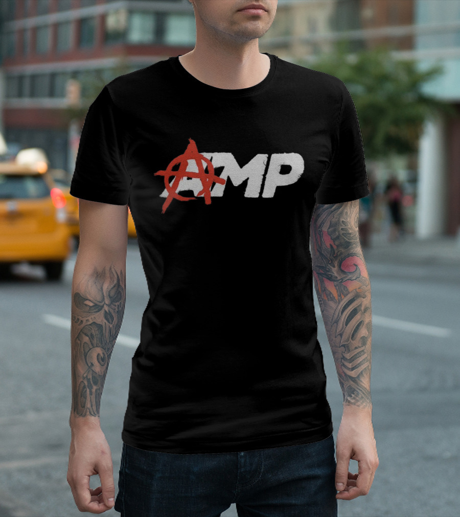 Anarchy Symbol with AMP Text T-Shirt