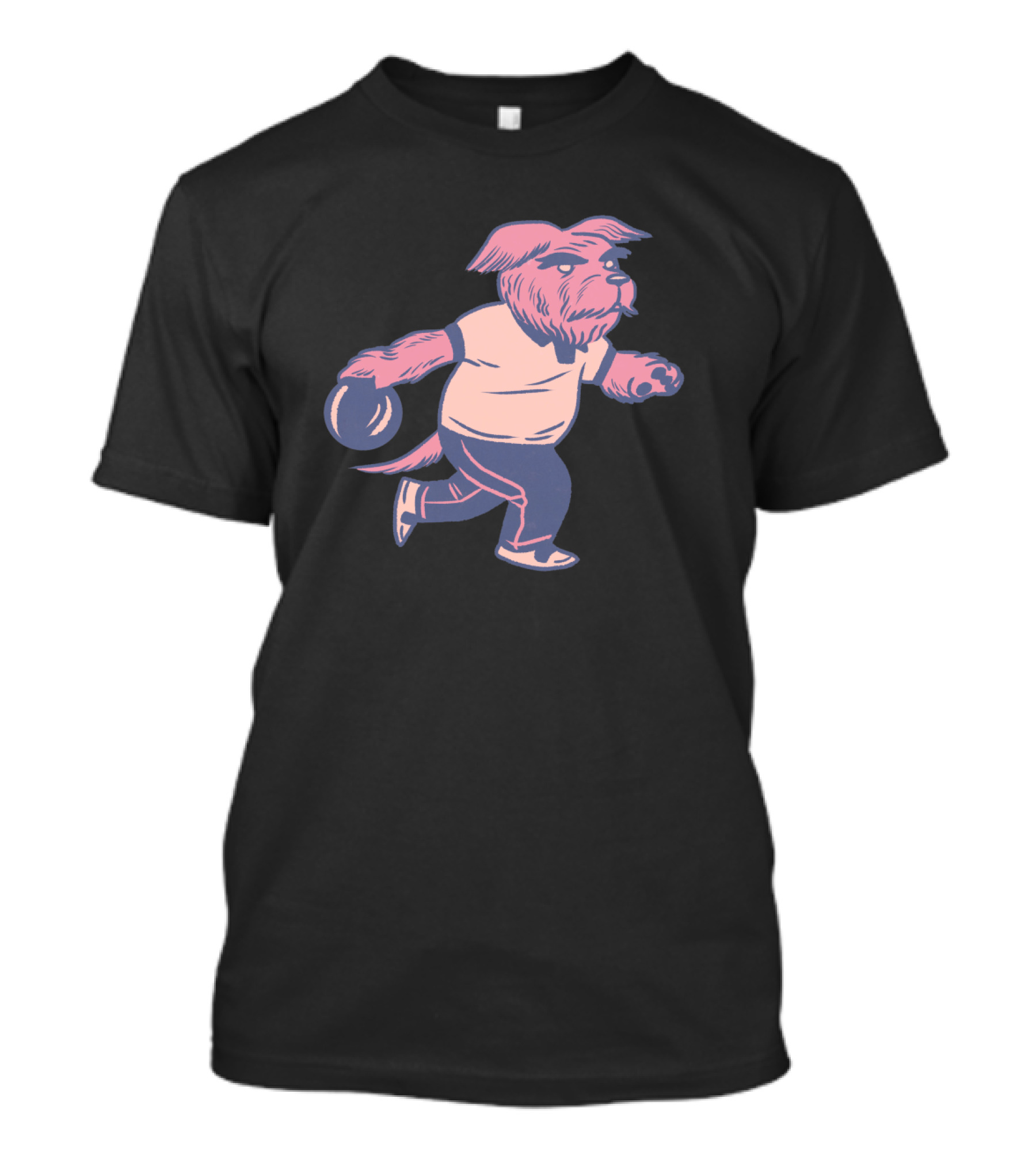 Alley Dog Bowling Dog Pink And Blue T-Shirt