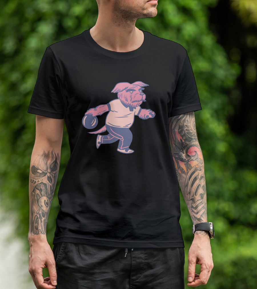 Alley Dog Bowling Dog Pink And Blue T-Shirt