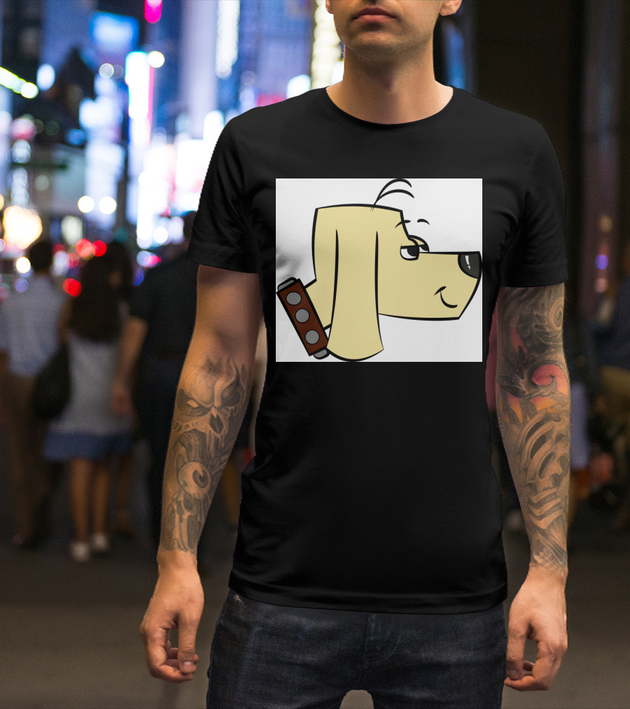 Smiling Dog Cartoon Character With Collar T-Shirt