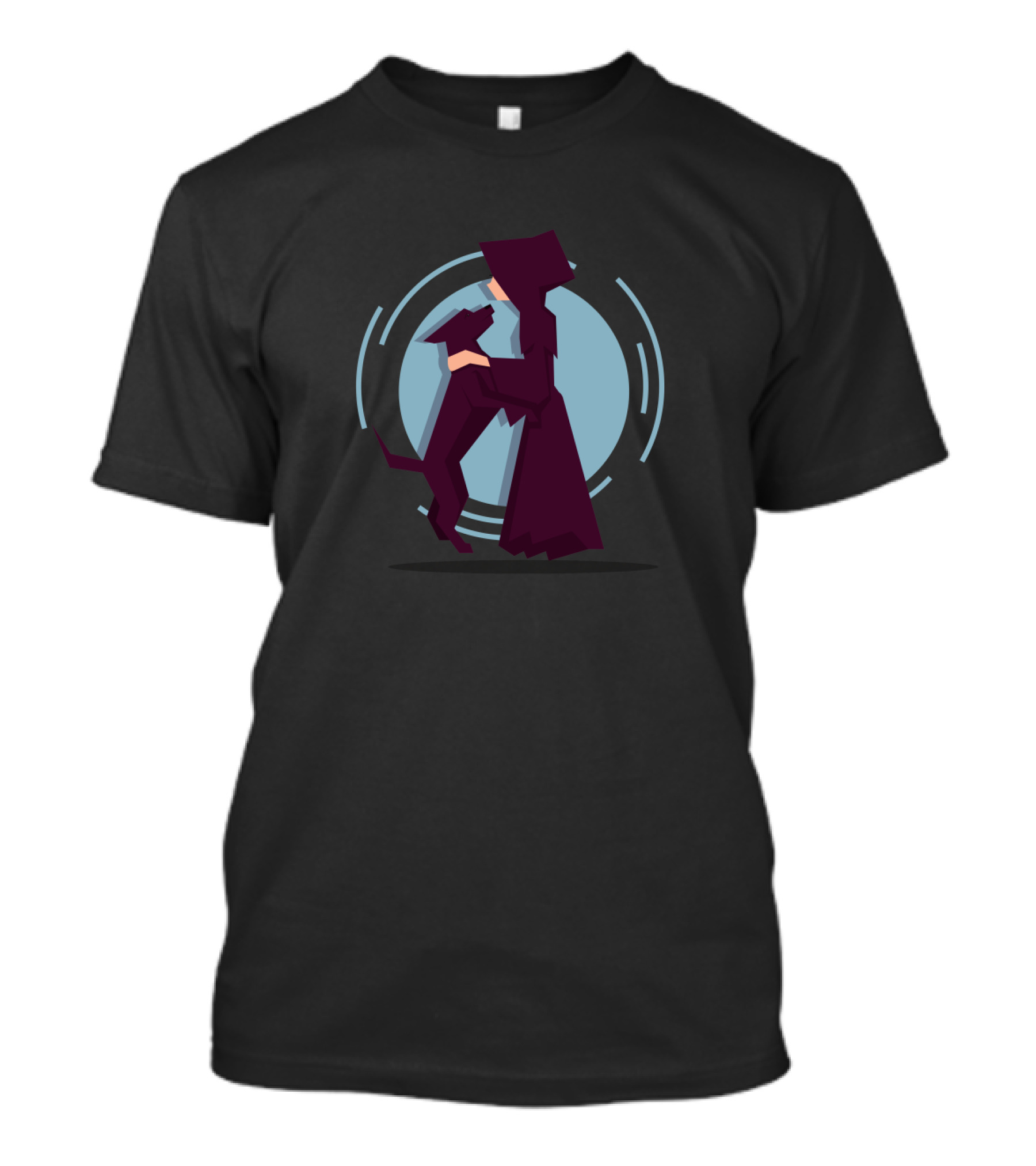 Geometric Dog And Owner In Circular Embrace T-Shirt