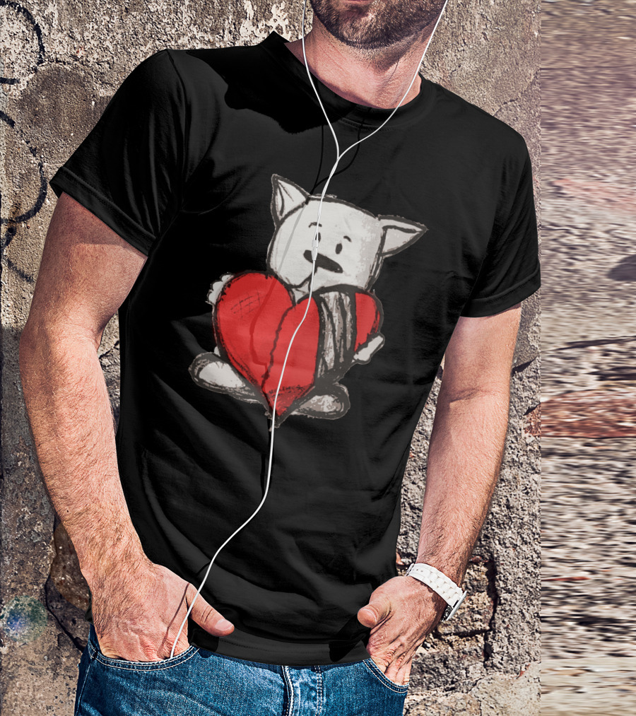 Heartbroken Dog Holding A Broken Red Heart T-Shirt