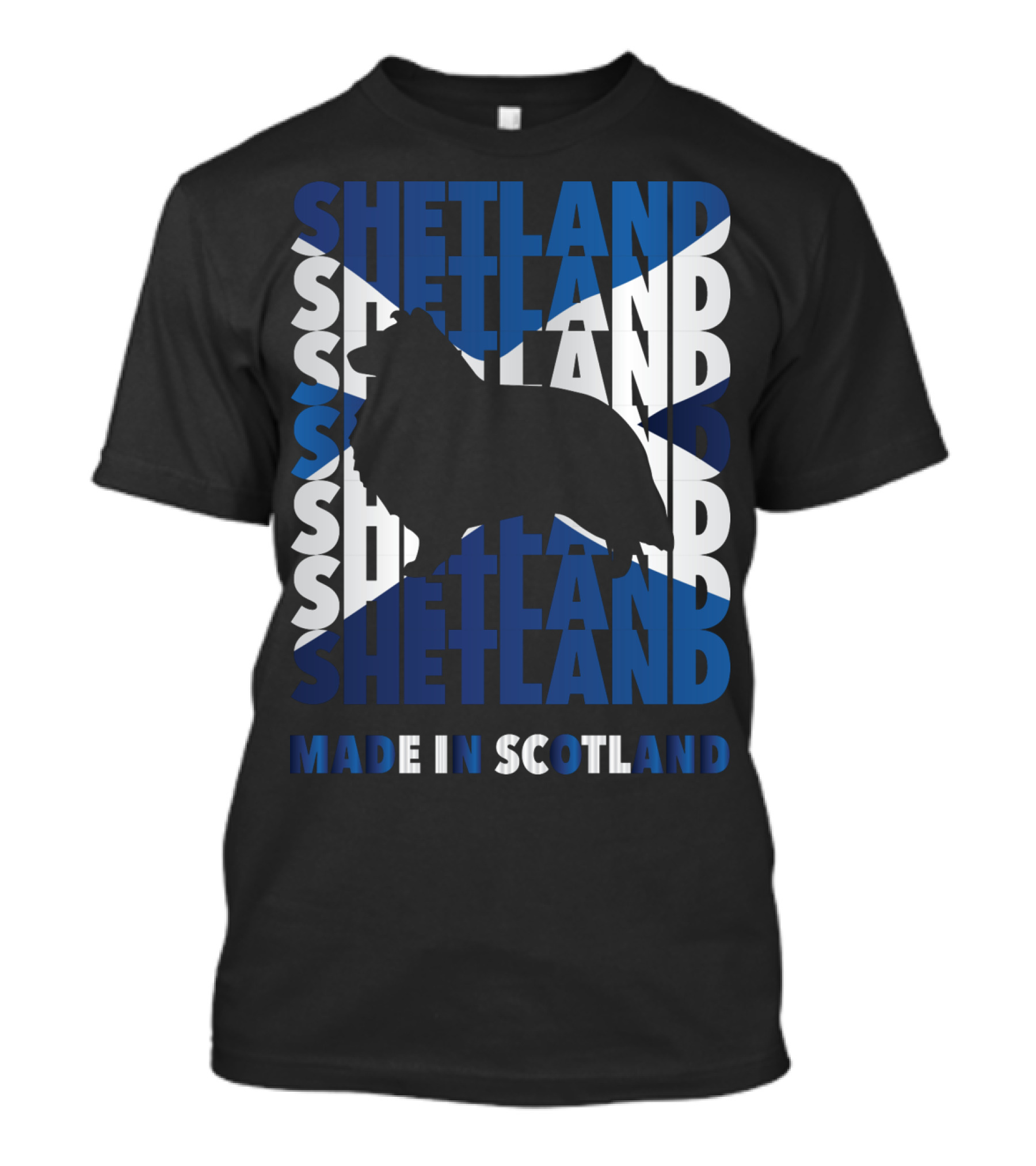 Shetland Silhouette On Scottish Flag Made In Scotland T-Shirt