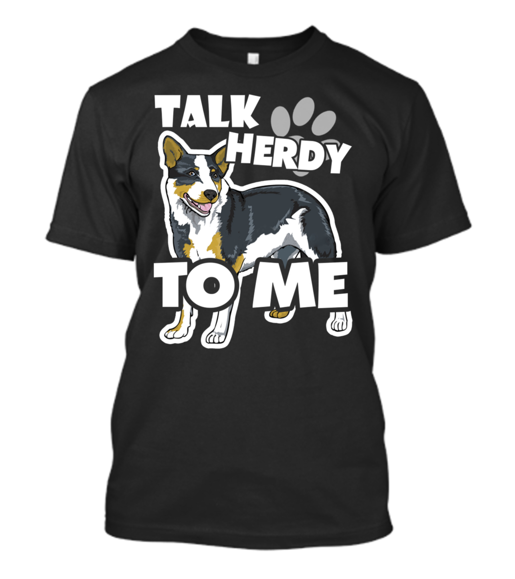 Talk Herdy To Me Australian Shepherd Dog Paw Prints T-Shirt