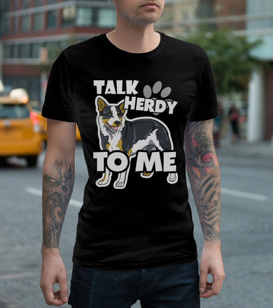 Talk Herdy To Me Australian Shepherd Dog Paw Prints T-Shirt