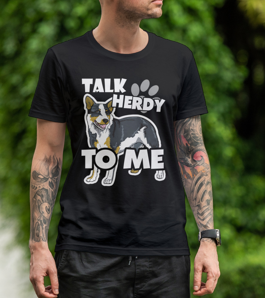 Talk Herdy To Me Australian Shepherd Dog Paw Prints T-Shirt