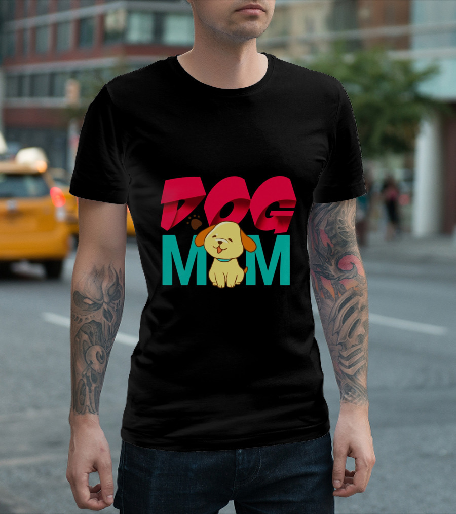 Dog Mom with Cute Cartoon Puppy T-Shirt