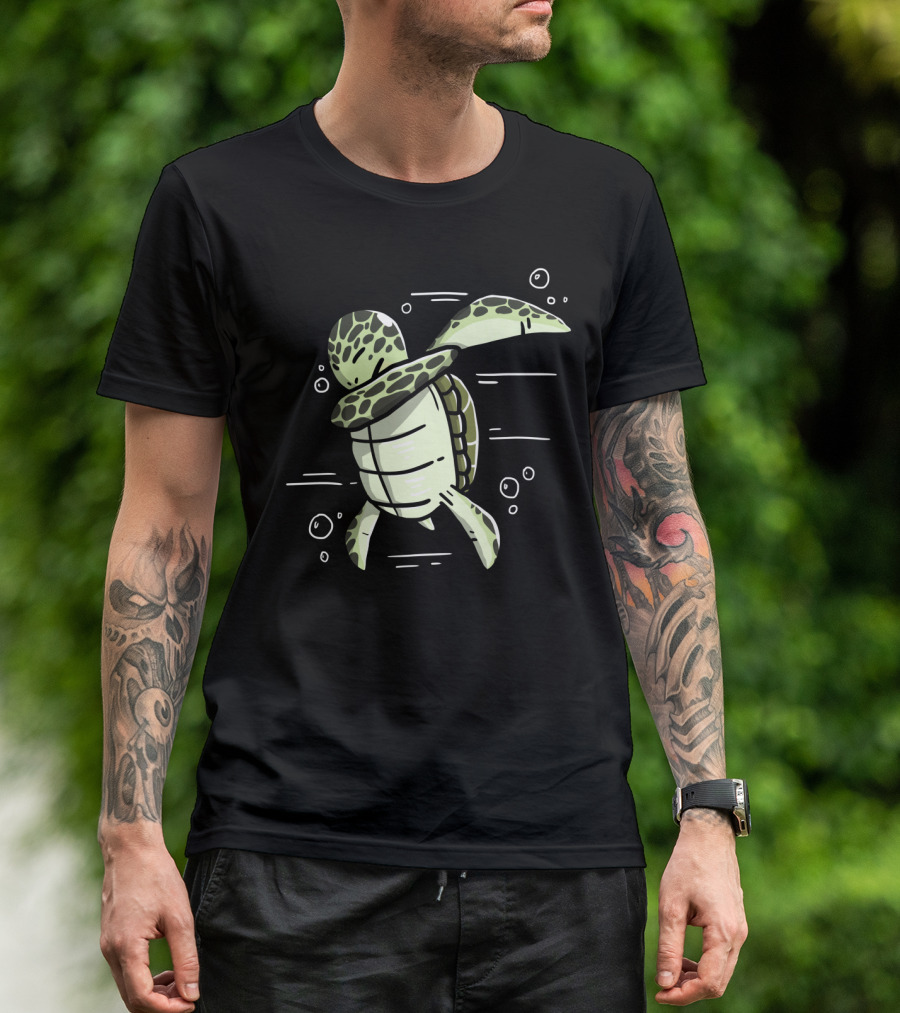 Turtle Dabbing Dance Move With Dog Dab Influence T-Shirt