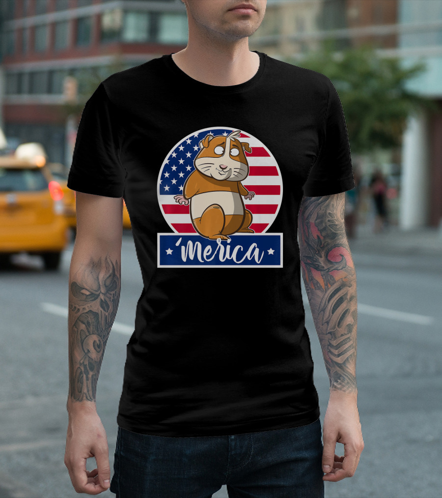 'Merica Guinea Pig 4th of July USA Flag T-Shirt
