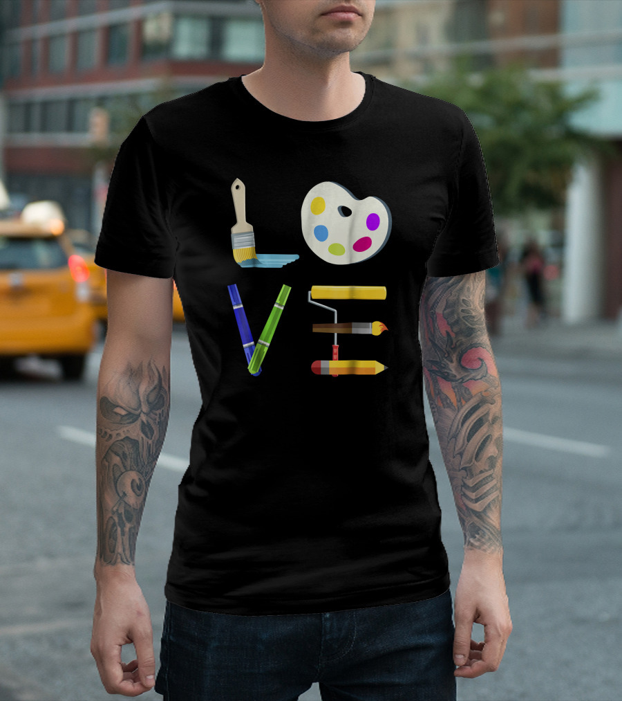 Love Artist Paint Palette And Tools T-Shirt